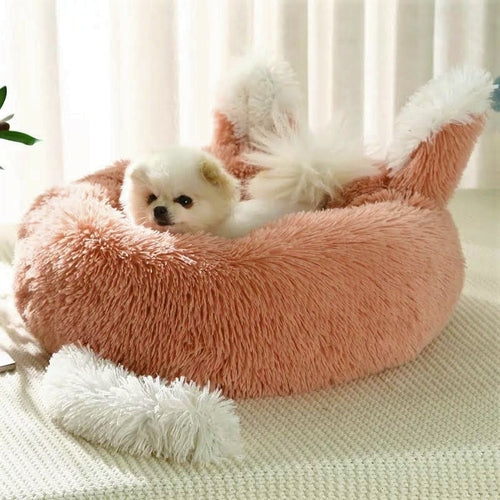 Adorable Plush Pet Bed with Ears and Tail (For Cats and Small Dogs)