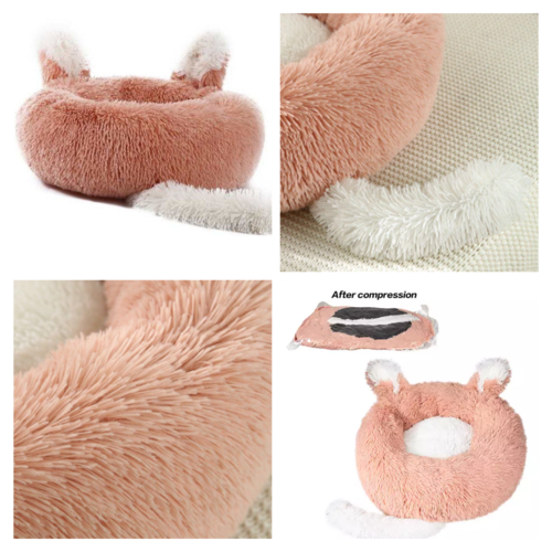 Adorable Plush Pet Bed with Ears and Tail (For Cats and Small Dogs)